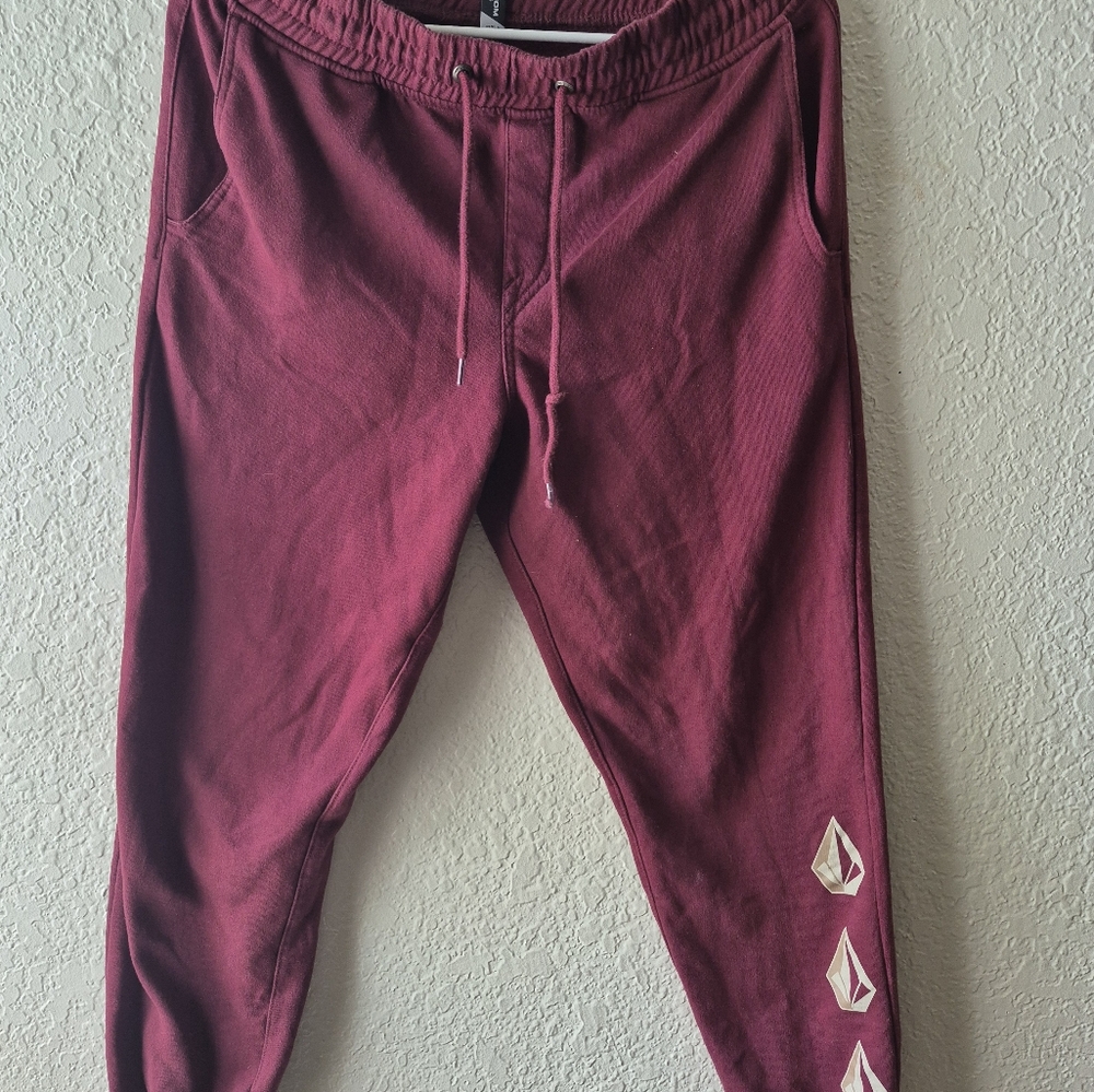 Volcom Red Sweatpants Tapered Leg Casual